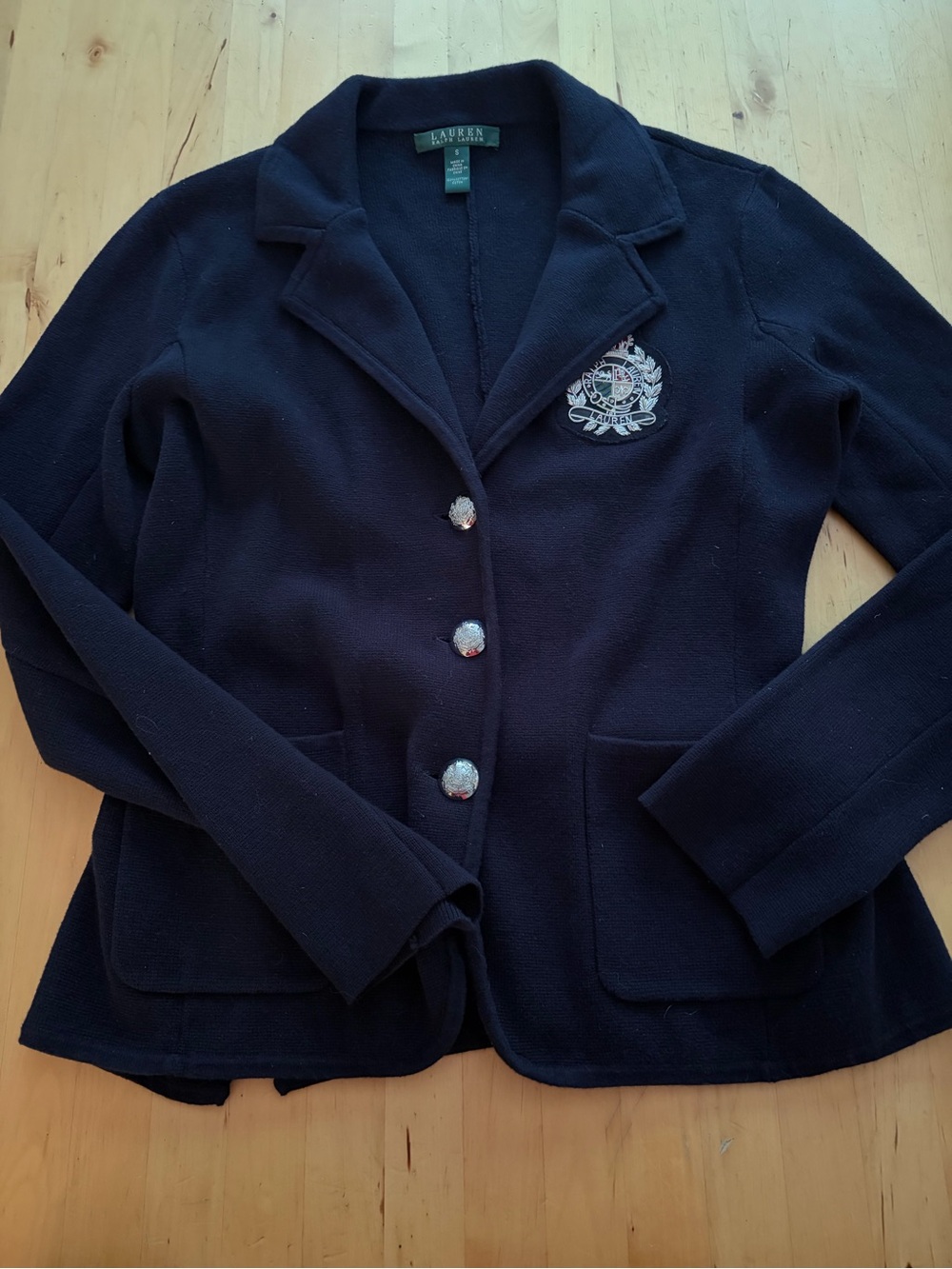 Lauren Ralph Lauren Navy Crest Knit Blazer